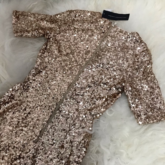 French Connection Sequin Mesh Faux Wrap Dress - Picture 7 of 7